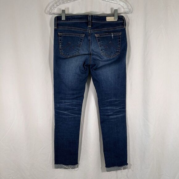 Adriano Goldschmied Jeans Women's 25 Dark Wash Distressed Low Rise Slit Roll Up - Picture 8 of 11